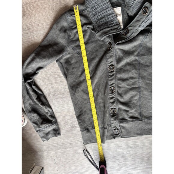 Hollister Gray Button Up Jacket Cardigan Sweater Rib Collar French Terry Fleece - Picture 6 of 10
